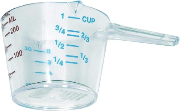 Chef Craft Measuring Cup – 1 Cup Capacity – BPA-Free Clear Plastic with Dual Graduations