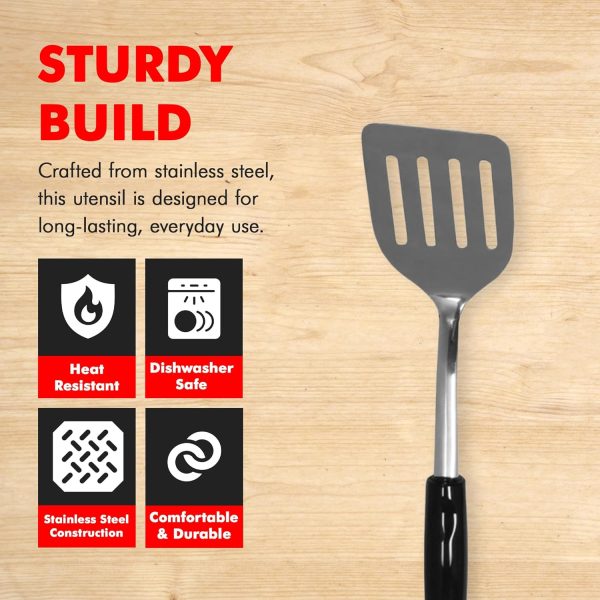 Chef Craft Heavy Duty Stainless Steel Turner – 13.5 Inch Cooking Spatula with Comfortable Handle