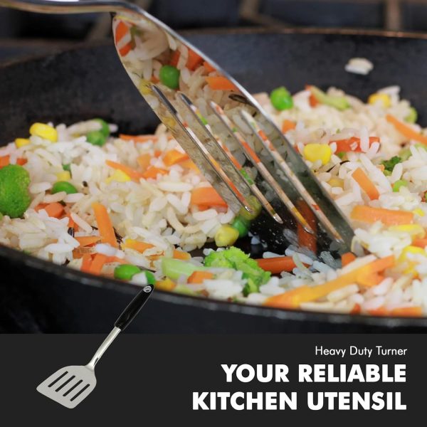 Chef Craft Heavy Duty Stainless Steel Turner – 13.5 Inch Cooking Spatula with Comfortable Handle
